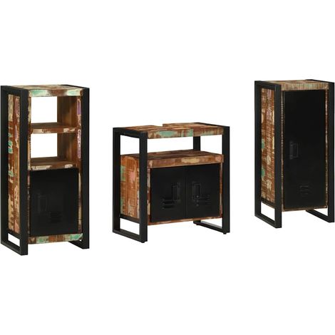 Badezimmermöbel-Set mit Regal 3 pcs Massives upgecyceltes Holz (1/5)