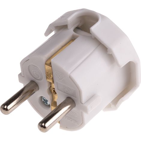 Rs Pro – Fiche secteur mâle type F 250V 16A – 2P+E à visser – Pour appareils électriques en Allemagne – Boîtier blanc sécurisé
