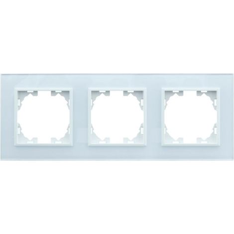 Marco de Cristal Empotrable Blanco para 3 Módulos Serie wLux  Blanco  | IluminaShop