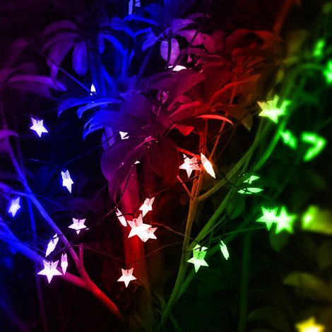 Guirlande lumineuse solaire en forme d'étoile pour extérieur, guirlande lumineuse féérique scintillante pour jardin, pelouse, terrasse, aménagement paysager, décorations de Noël et des fêtes (1/5)