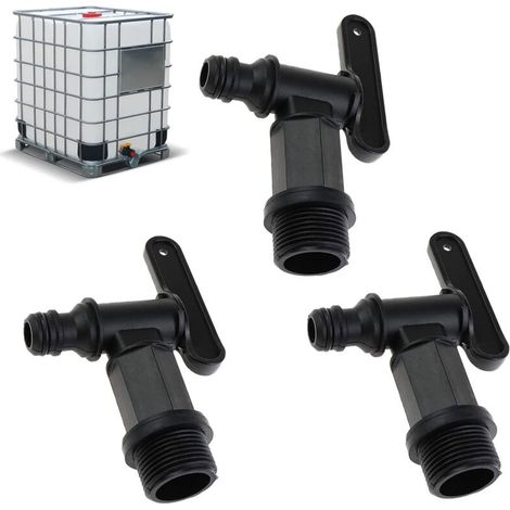 3pcs Robinet Bout à Bout 3/4" pour Seaux en Plastique Eau Remplacement pour Seau de Jardin Conduites d'eau Robinet Réservoirs d'eau (1/5)