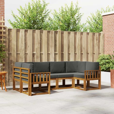 vidaXL Outdoor-Sofagarnitur mit Kissen 6 pcs Natur und Anthrazit (1/5)