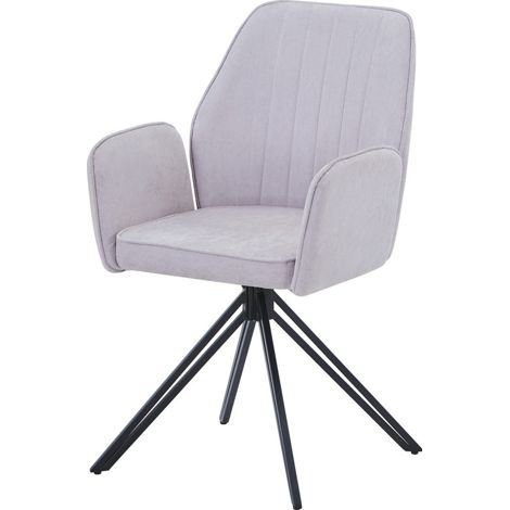Swivel Dining Armchairs (Set of 2) - Uoholstery Fabric/Metal - L66 x W59 x H92 cm - Blue/Black - Flat Packed