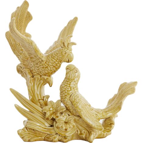 Adorno Light & Living PÁJAROS Cerámica Mostaza – 43x21x43 cm