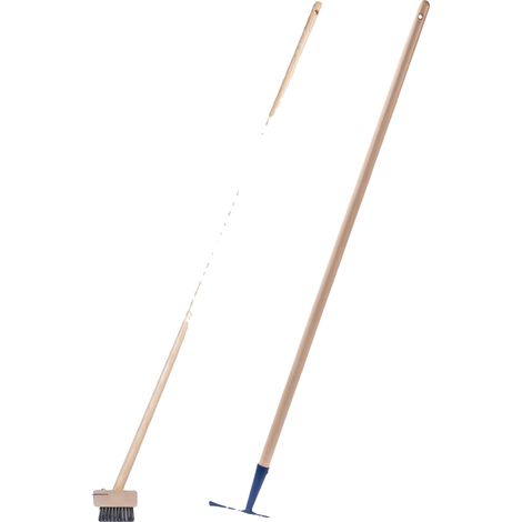 Juego de cepillo para pavimentos y rascador de grietas, plástico y metal duraderos, cepillo para pavimentos de 30 cm, rascador de grietas de 25 cm, apto para adoquines y hormigón, eficaz para eliminar (1/5)