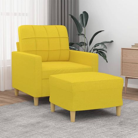 Sessel mit Hocker Hellgelb 60 cm Stoff (1/5)