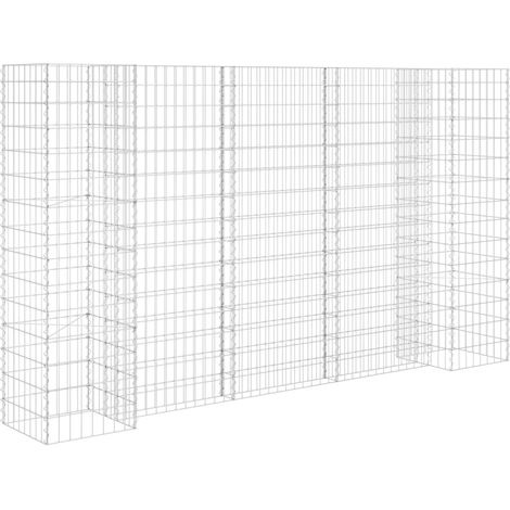 Jardinera de gaviones forma de H alambre de acero 260x40x150 cm vidaXL