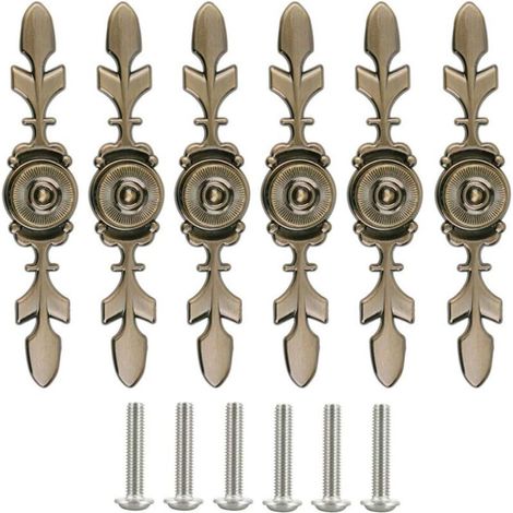 Set of 6 simple retro single-hole handles, 120 mm long, suitable for chests of drawers, drawers, and cabinets, with screws