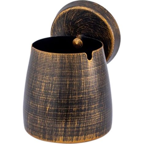Posacenere antivento con coperchio. Posacenere in acciaio inox, resistente al vento e alla pioggia, adatto per uso esterno e interno, con base antiscivolo per giardino e balcone, colore bronzo.