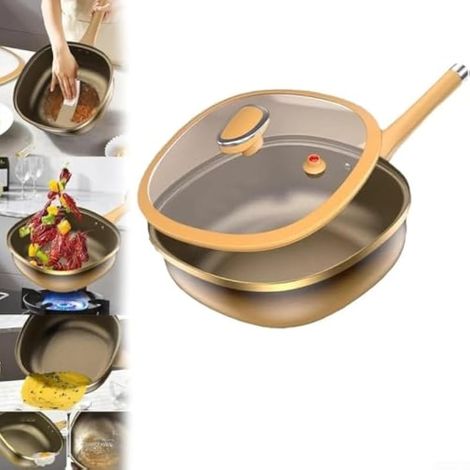 Casserole de 30,5 cm avec couvercle, avec revêtement anti-adhésif et panier vapeur, pour frire, sauter et cuire au four (poêle à frire en titane) (1/5)