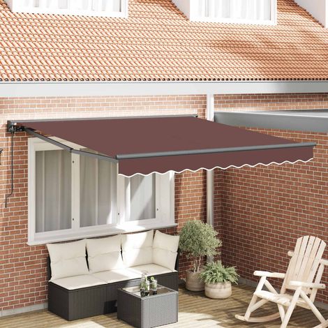 Cadre d'auvent-Support d'auvent Marron 300 x 250 cm Polyester avec revêtement PU 192978 (1/5)