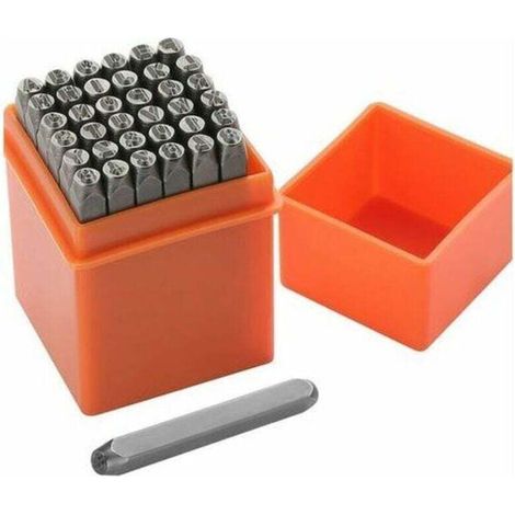36 Pièces Lettres et Chiffres à Frapper, 6mm Poinçon Lettre Metal, A-Z et 0-9 Lettre a Frapper Metal, Chiffre à Frapper pour Estampage du Métal, du Plastique, du Bois, du Cuir