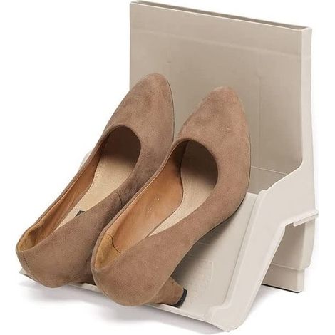 Portascarpe Ordina scarpe a parete di colore beige - Modulo scarpiera componibile da 25x17,5x27 cm antiscivolo e salvaspazio (1/4)