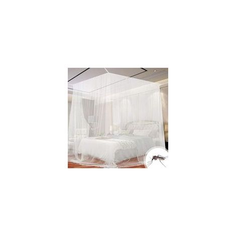Dolaso – Zanzariera quadrata in poliestere per letti, 200 x 200 x 180 cm – Montaggio rapido senza staffe – Protezione efficace contro le zanzare – Bianca (1/5)