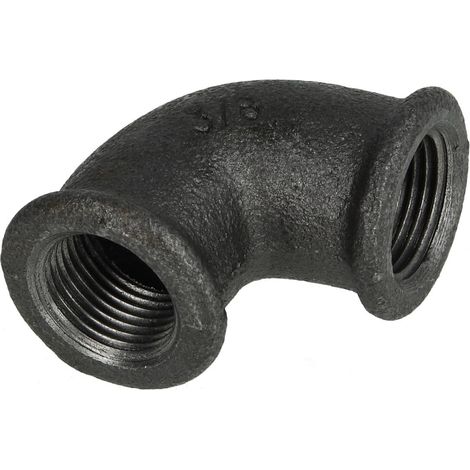 Raccord en fonte malléable noir coude 90° 3/8'' FF/FF