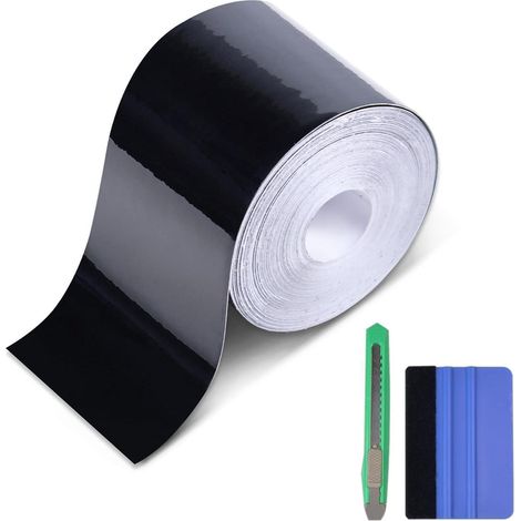 Zierleisten Folie Schwarz Hochglanz 10cm x 9m - Selbstklebend für Auto & Motorrad (1/4)