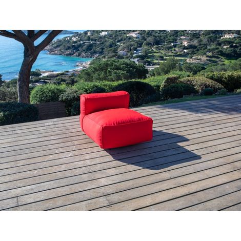BOBOCHIC - Chauffeuse 1 place sans accoudoir pour canapé de jardin modulable GIULIA avec bâche de protection Rouge (1/5)