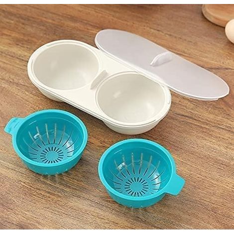 Pocheuses à œufs pour micro-ondes, moule à œufs, chaudière à œufs, pocheuse à œufs, couvercles antiadhésifs, cuisson de qualité alimentaire, double tasse en polypropylène, cuiseur à œufs (1/5)