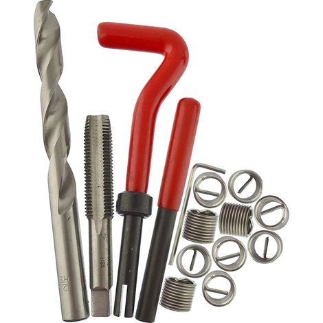 Kit de insertos para reparación de roscas, varios tamaños, herramienta duradera incluida, 15 piezas M12 1.75 (1/2)