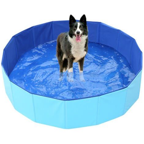 80 x 20 cm, Faltbarer Pool für kleine Hunde, Sichere, rutschfeste Badewanne, Pool für drinnen und draußen für Katzen, Hunde, Haustiere und Kinder (Blau) (1/5)