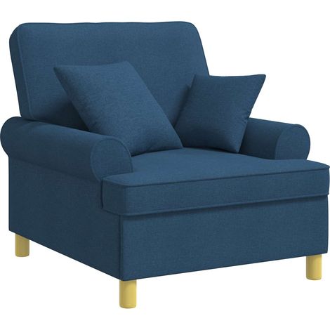 XL Armchair with Cushions Blue Fabric vidaXL (1/5)
