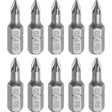 10pcs Screwdriver Bits PZ0 Hex Shank 1/4" Magnetic Head Length 1" Steel S2 Phillips Slotted Bits For Repair Work Electric Screwdriver (1/5)