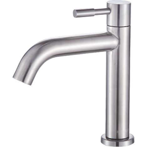 Robinet de cuisine, eau froide, robinet de lavabo de salle de bain unipolaire, accessoires de robinet de lavabo, acier inoxydable 304 (ouverture d'installation : 32-40 mm) (1/4)