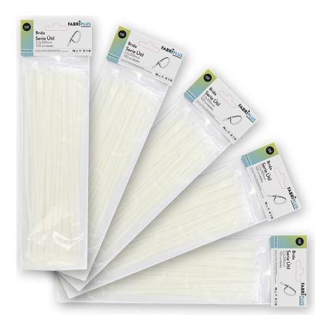 Sacchetto da 100 fascette bianche 2,5x200mm 100% nylon 66 forte e resistente