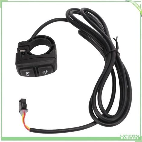 Interrupteur de klaxon 2 en 1 résistant à l'usure avec câble d'adaptateur de lumière pour vélo électrique, moto et scooter (1/4)