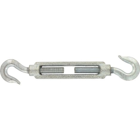 Tenditore con 2 ganci in acciaio zincato stampato, foro da 8 mm, diametro 9 mm