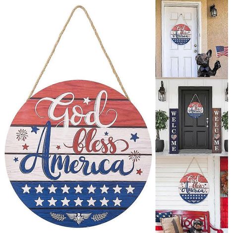 Décorations de porte patriotiques pour le 4 juillet, décorations de bienvenue pour la fête de l'indépendance (1/4)