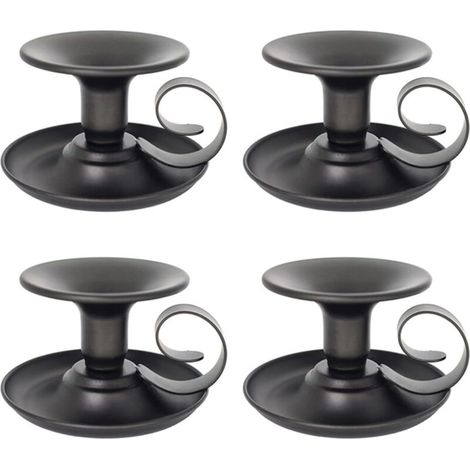 Set di 4 candele decorative vintage con manici in ferro nero, candelieri rotondi per decorazioni da tavola ed eventi - Crezuo