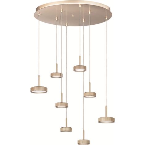 Lampada a sospensione 60 cm NINA in metallo verniciato Oro 8 Luci Led (1/3)