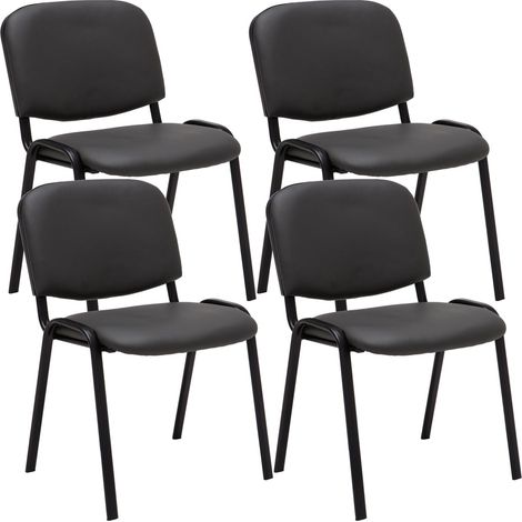 Set 4 sedie visitatore area attesa impilabili in PVC grigio, base a 4 gambe in metallo nero 100003185