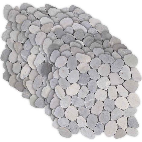 Pebble Tiles Grey 30 x 30 cm River Pebble vidaXL (1/5)