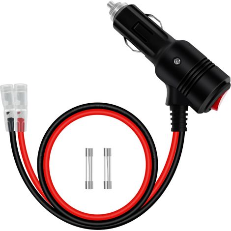 Allume Cigare Male avecInterrupteur 12V 24V Prise Allume Cigare Male avec Cable 14AWG 20A avec LED Fusible pour Voitures, Camions, Camping Cars (0.5 m) (1/5)