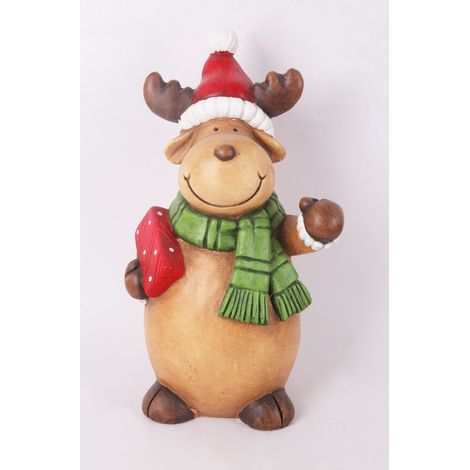 Dekofigur Rentier 40 x 25 cm bunt Weihnachtscharaktere