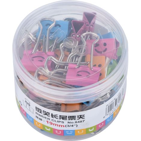 40 Pièces/Boîte Attaches Métalliques Colorées à Visage Souriant pour Bureau École Créatif