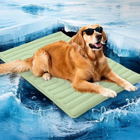 Kühlmatte für Hunde – Tragbar – 150 x 101 cm – Sommer-Hundebett – Rutschfest – Waschbar – Grün – XL (1/5)