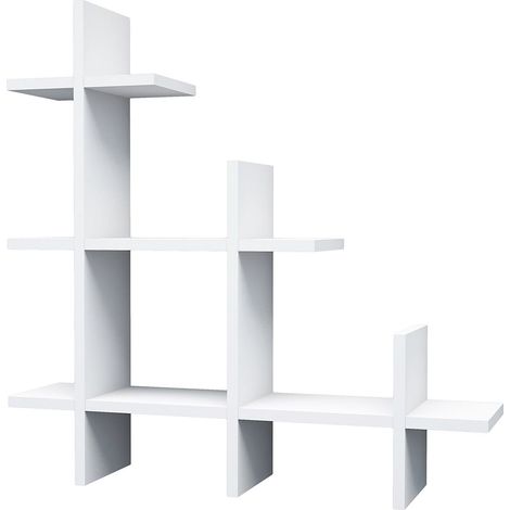 Étagère murale Alaska pour maison, chambre, bureau, salon, studio Blanc 18 x 80 x 80 cm (1/3)