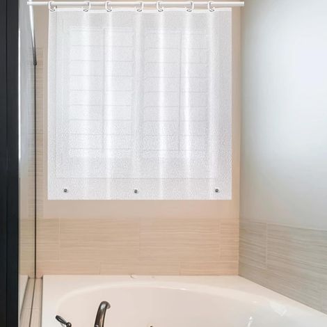 Rideau de douche en plastique PEVA de 101,6 x 91,4 cm pour fenêtre de salle de bain, rideau de douche en vinyle imperméable et résistant 101,6 x 91,4 cm, givre soyeux (1/5)
