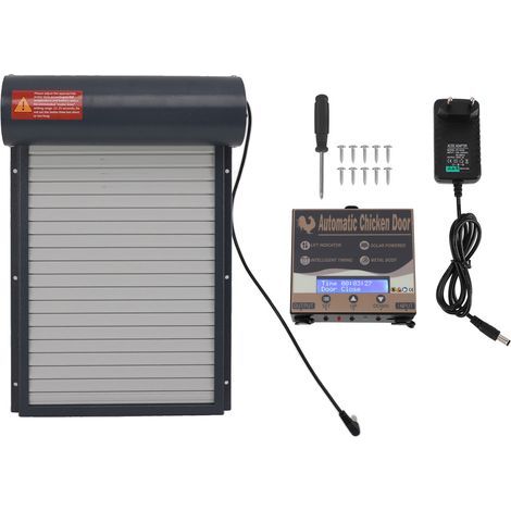 Automatic Chicken Coop Door Opener with Timer, Display, Steel, EU Plug 100-240V, Grey (1/5)