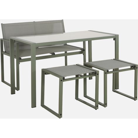 Conjunto de mesa de jardín encastrable, 4 plazas (1/5)
