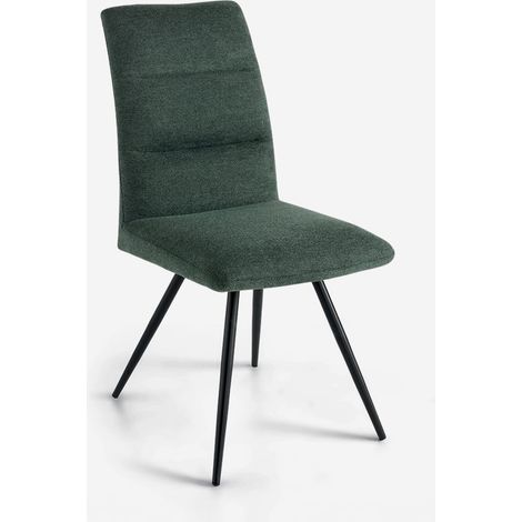 Chaise de salle à manger en tissu et métal Hill - Vert foncé (1/2)