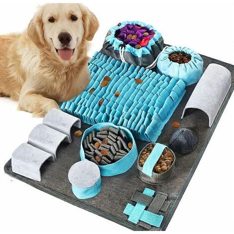 Interaktive Schnüffelmatte für Hunde, strapazierfähige Polyester-Futtermatte mit mehreren Möglichkeiten zum Verstecken, rutschfestes Puzzle-Spielzeug für Futtersuche und Stressabbau. (1/5)