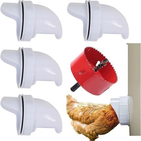 Mangeoire Poules Automatique, Avec 6 Ports Et Scie Cloche, éTanche à la Pluie, Mangeoire à Poulet sans DéChetsConvient aux seaux, seaux, boîtes, auges, mangeoires à poulets zéro déchet (1/4)