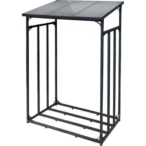Toboli Leñero de exterior hasta 1500 kg de 133 x 83 x 185 cm estante leña chimenea en acero con recubrimiento en polvo techo inclinado ideal para proteger y organizar leña en exteriores