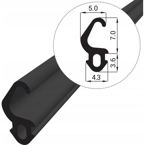 Guarnizione per finestre in PVC S-186 NERO 1m (1/5)