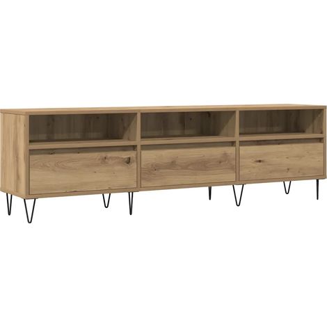 Meuble TV moderne grand espace rangement 150 x 30 x 44 cm en bois d'ingénierie chêne artisanal (1/5)