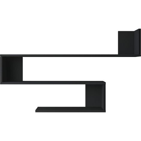 Étagère murale à 3 niveaux 71,5 x 120 x 14,5 cm noir (1/2)